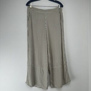 Bamboo Blonde Women's Pants Size 14 Tan Striped Rayon Beachy‎ Boho Resort Wear